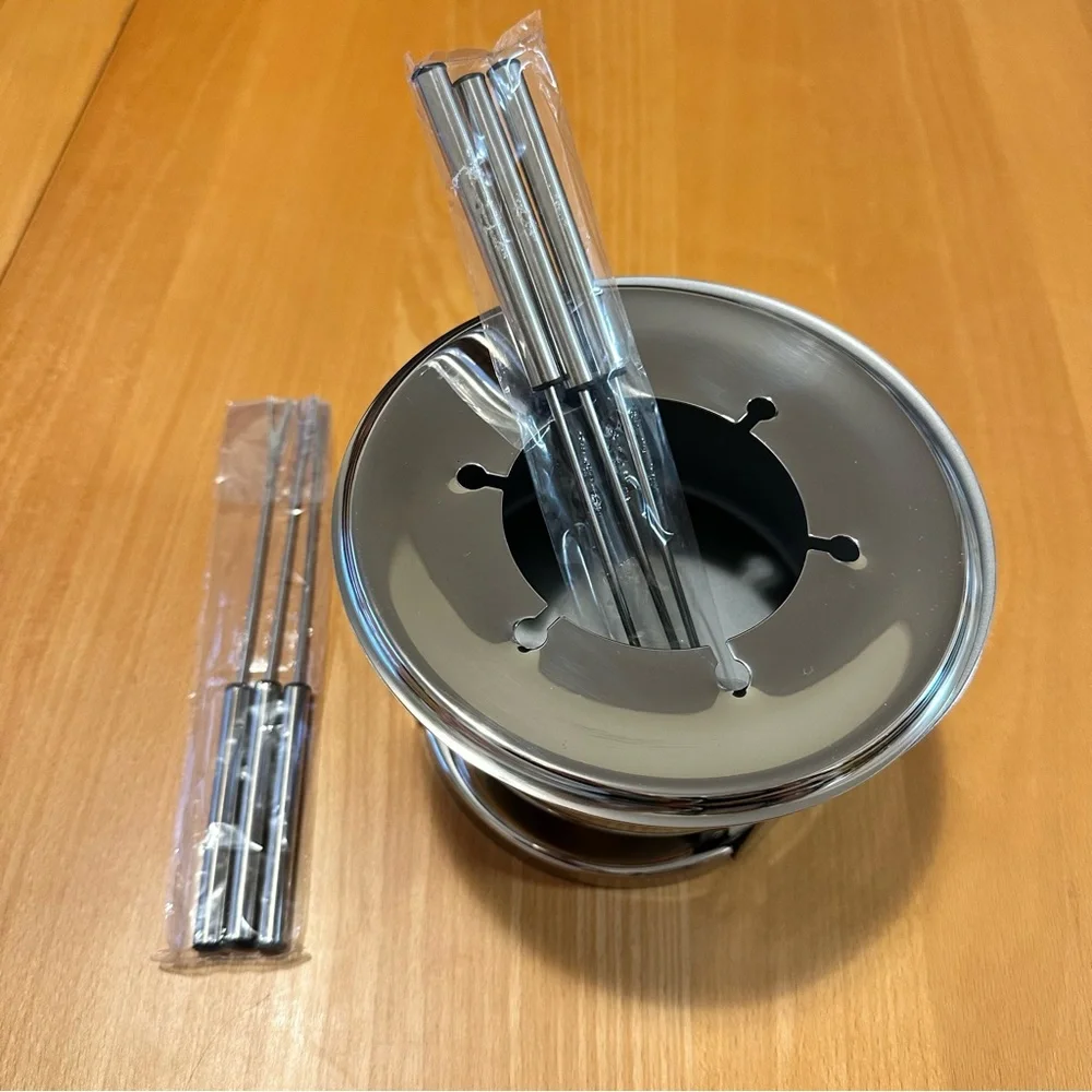 Crate & Barrel NEW Cheese/Chocolate Fondue SS Set